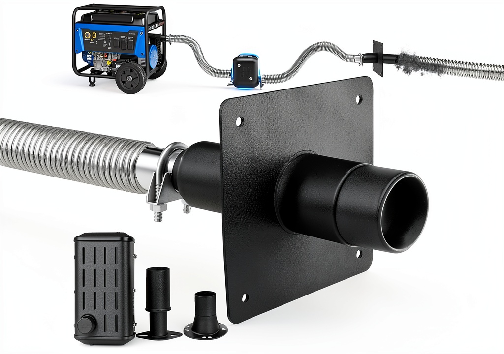 Installing XUYUZDQ Generator Muffler Silencer Kit on a wooden workbench