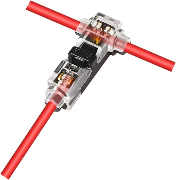 Kuject 10pc Low Voltage Wire Connectors, T Tap 3 Way 1 Pin Splice Wire Connectors, Quick Solderless Wire Connector for Automotive, Led Strip, Landscaping, 18-24AWG-0