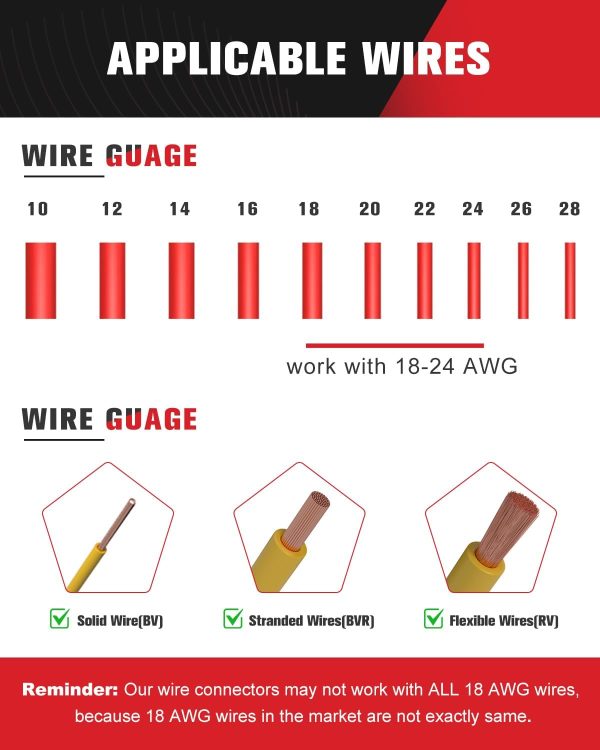 Kuject 10pc Low Voltage Wire Connectors, T Tap 3 Way 1 Pin Splice Wire Connectors, Quick Solderless Wire Connector for Automotive, Led Strip, Landscaping, 18-24AWG-2