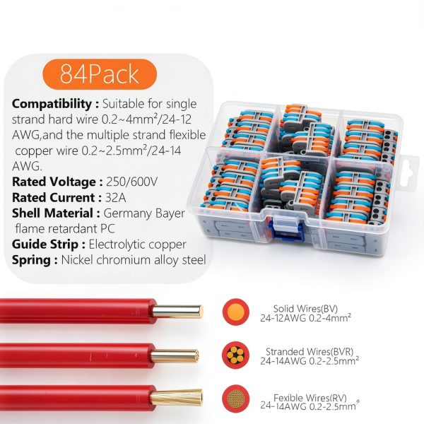Lever Wire Connectors 84Pcs Pack by XALXMAW Compact Cam-Type-5