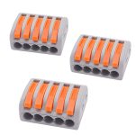 smseace 25 Pcs 5 Port Lever Nut Conductor Compact Wire Connectors Fast Connection Terminal for Multiple Types of Wires PCT-215-0